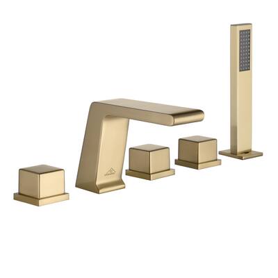 Black 5 hole Bathtub Faucet With Handheld Shower Head
