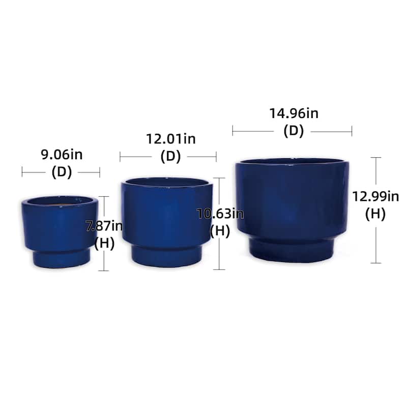 3 Pieces Ceramic Flowerpot, Modern Planter for Patio, Garden or Windowsills