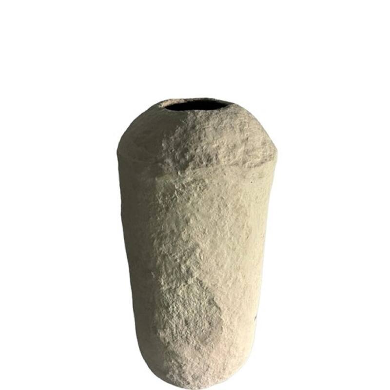 Paper Mache Vase Dia 13" & H 27.5" - OFF-WHITE