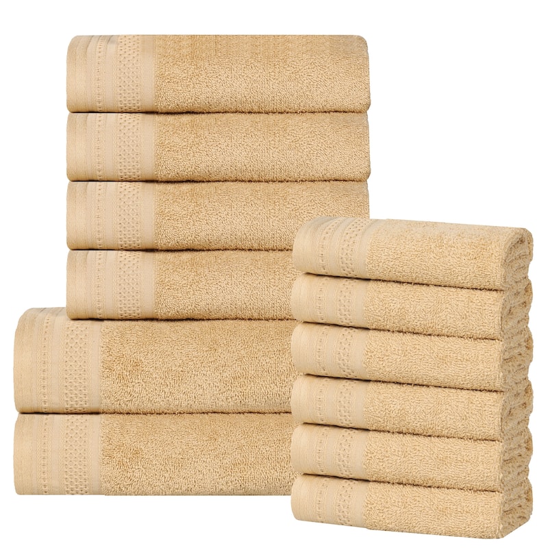 Superior Honeycomb Textured Border Cotton Medium Weight 12 Piece Towel Set