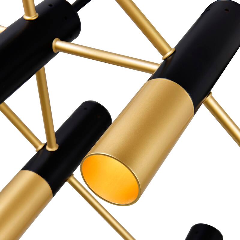 Anem 10 Light Down Chandelier With Matte Black & Satin Gold Finish - Matte Black/Satin Gold