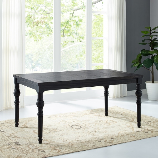 65 inch Traditional Urban Style Rectangular Dining Table Rich Wood Grain Table top stately Turned Table Legs Black