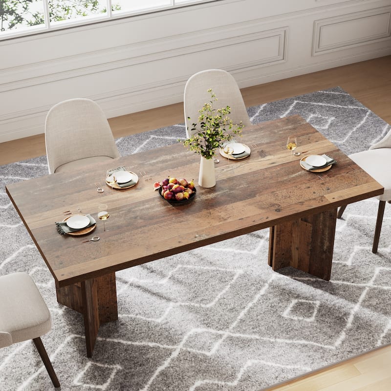 Farmhouse Wood Rectangular Dinner Dining Table for Kitchen Dining Room