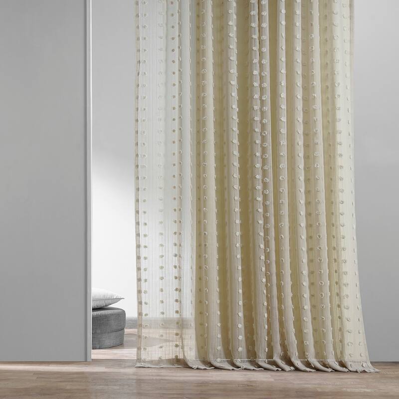 Exclusive Fabrics Strasbourg Dot Patterned Faux Linen Sheer Curtain (1 Panel)