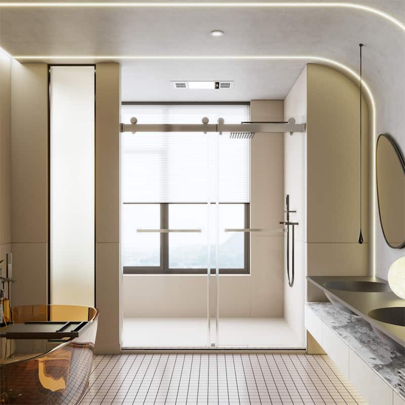56-60"W x 76"H Frameless Double Sliding Shower Door