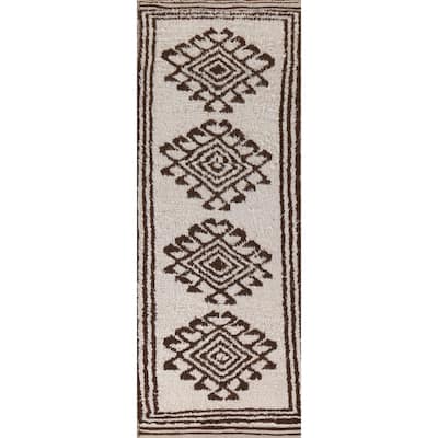 Tribal Anatolian Turkish Runner Rug Handmade Geometric Wool Carpet - 3'4"x 10'9"