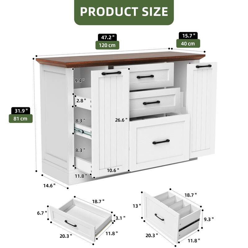 Moasis 47" Modern Buffet Sideboard Cabinet with Storage for Dining Room - N/A