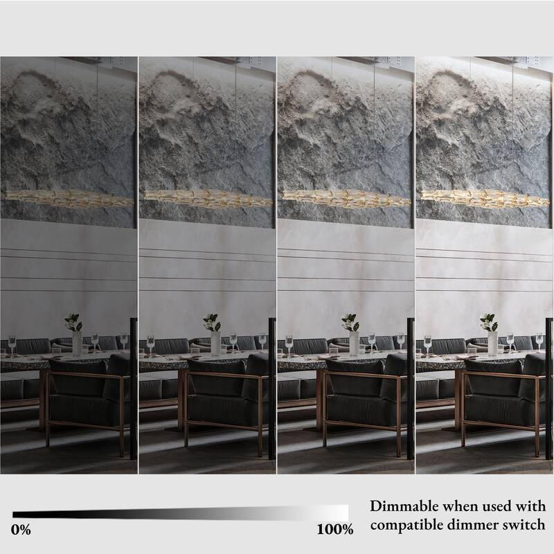 Modern Glam LED Crystal Linear Chandelier 42" W Island Lights for Kitchen Island - W 42.5" x H 66" Max