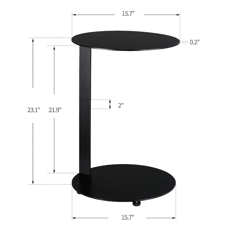 Black End Table - Slide Under Sofa Coffee Table