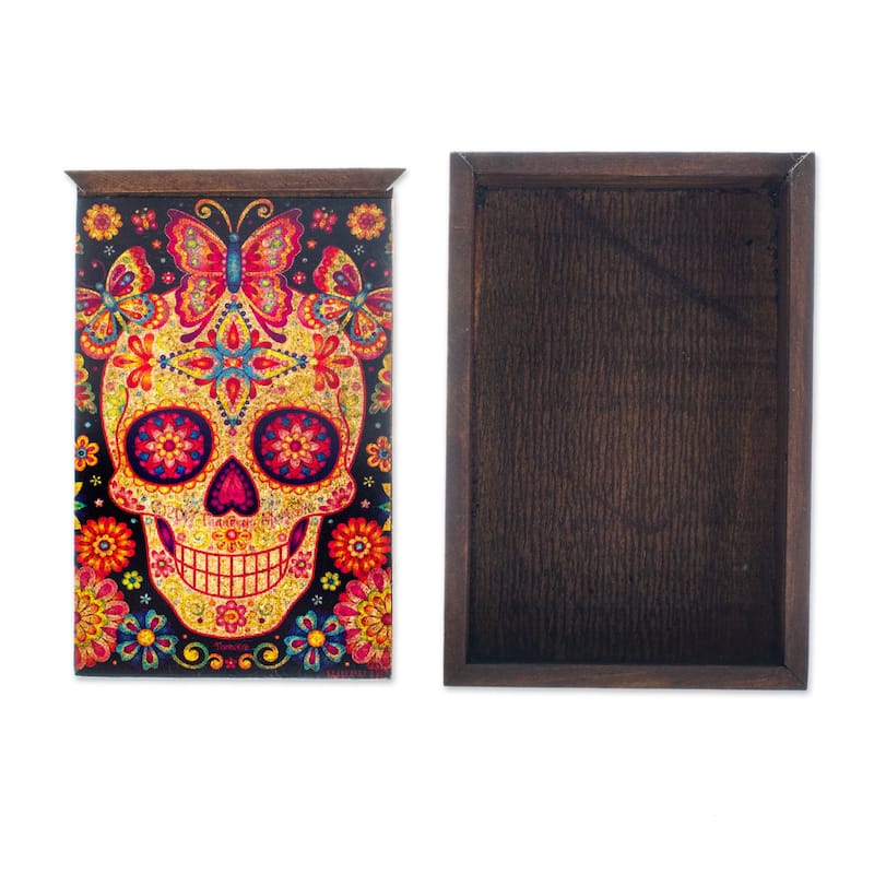 Novica Handmade Skull Of The Beloved Decoupage Wood Box