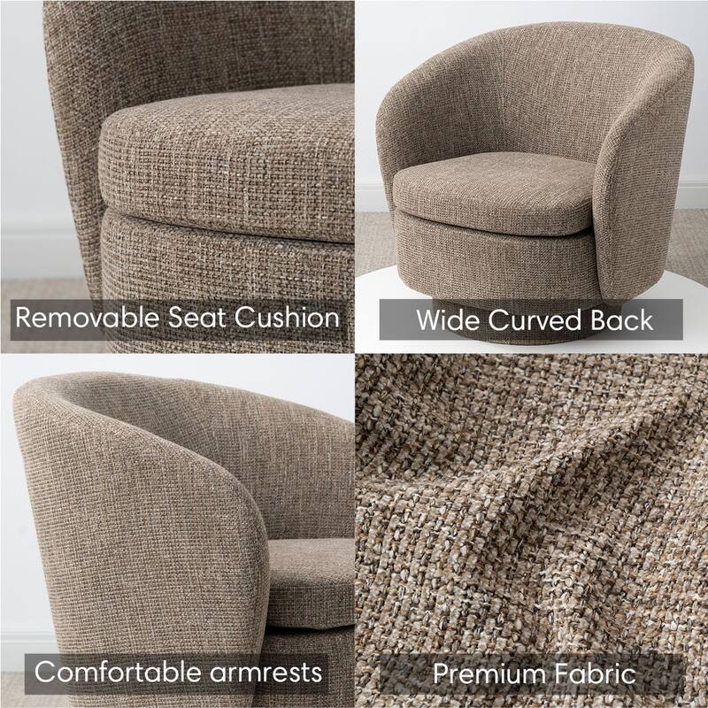 360° Tweed Swivel Barrel Accent Chair