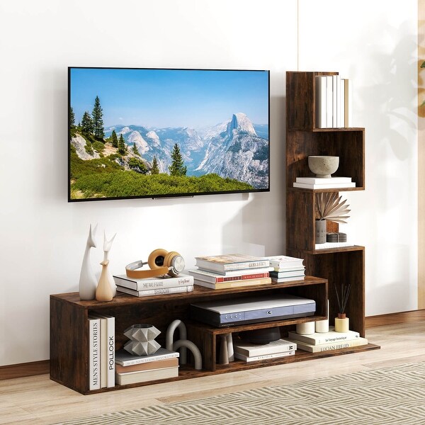 L-Shaped Entertainment Center Book Shelf TV Stand for 50'' TV