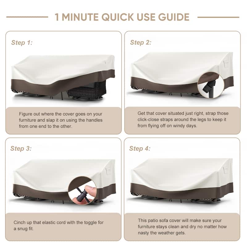 Meyreso 82.7 in. L x 34.3 in. W x 28 in. H (Back)/19.3 in. H (Front) Outdoor Patio Furniture Cover