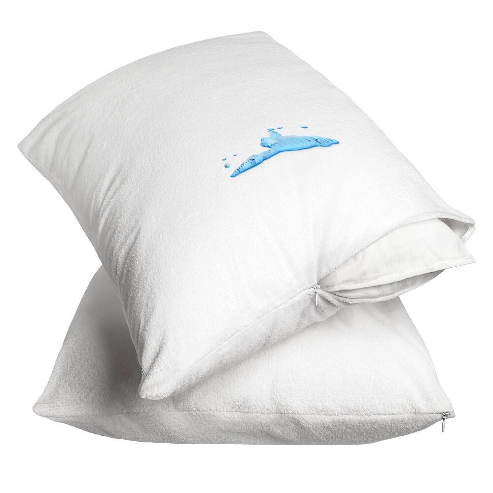 Bare Home Waterproof Pillow Protector 2-Pack, Cotton Terry, Vinyl Free