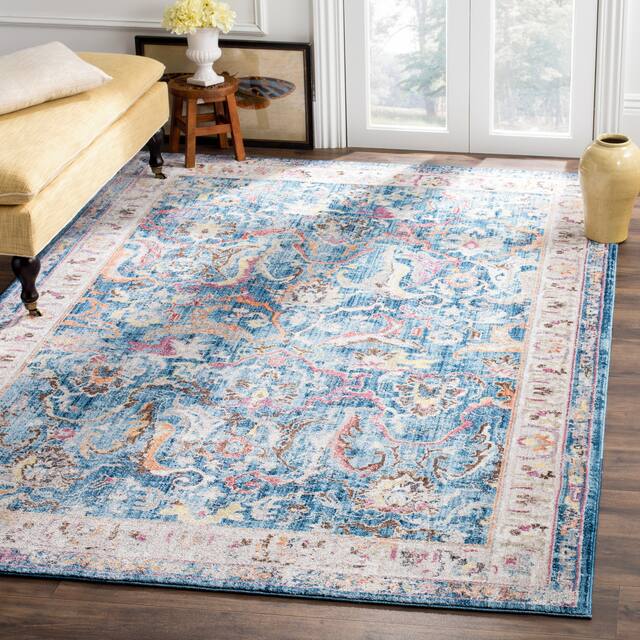 SAFAVIEH Bristol Gretchen Vintage Boho Oriental Polyester Rug - 8' x 10' - Blue/Light Grey