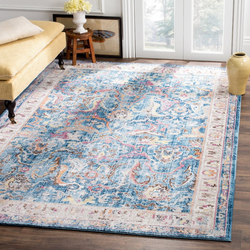 SAFAVIEH Bristol Nisrin Vintage Boho Oriental Polyester Rug - 9' x 12' - Blue/Light Grey