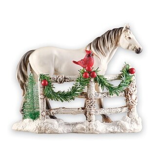 Majestic White Holiday Horse Tabletop Decoration - 10.000 x 8.400 x 4.500
