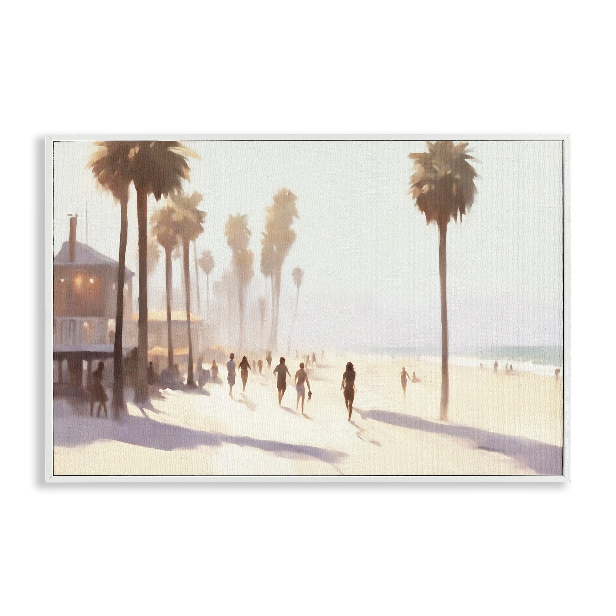 Stupell Running on Tropical Beach Framed Giclee Art Design By Noah Bay
