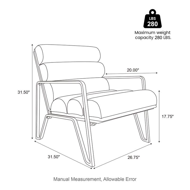 Glitzhome 26.75"W CloudShape PU Leather Accent Chair with Metal Frame