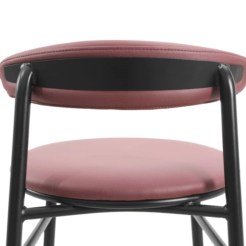 Upholstered Leather Bar Stool Accent Kitchen Chair Lume Collection Set of 2