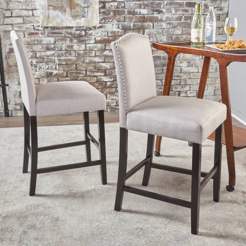 Modern Fabric Barstools with Arching Back High Chair and Nailhead Trim Dining Chair, Counter Reception Chair, Island Chair