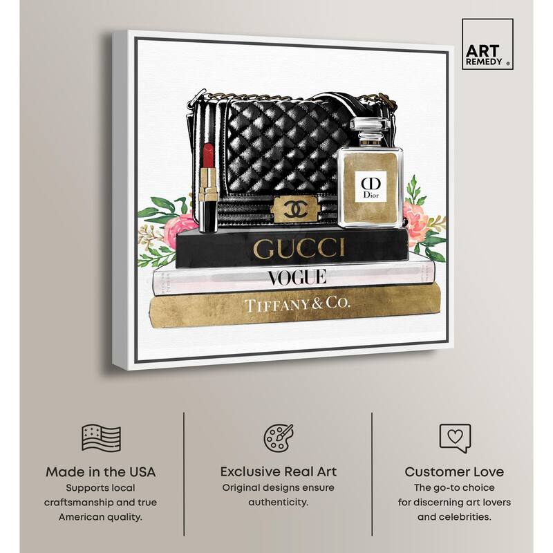 Luxury Paris Handbag and Books Canvas by Art Remedy
