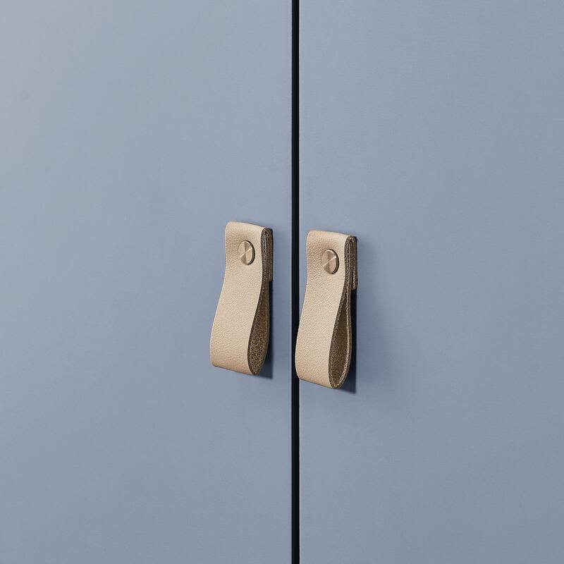 3 Doors Wooden Cabinet with Leather Handle