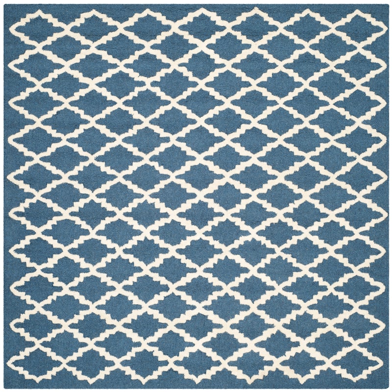 SAFAVIEH, Handmade Cambridge Reny Modern Moroccan Wool Rug - 4' Square - Navy/Ivory
