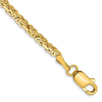 Curata 10k Yellow Gold 2mm Byzantine Chain Bracelet Options: 7" 8"