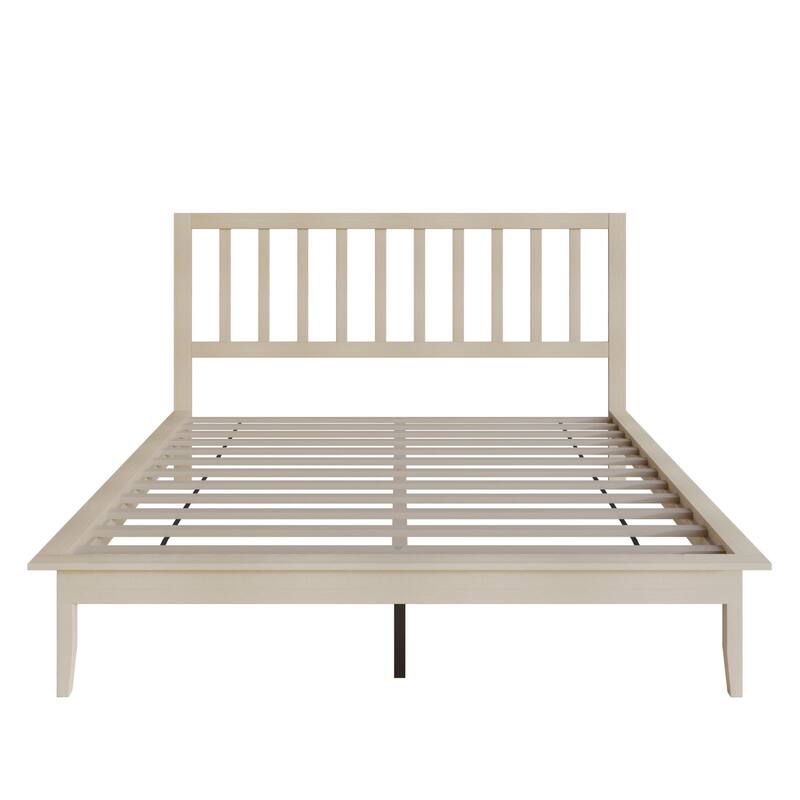 Clayfell Lancaster Platform Bed Frame with Slatted Headboard, No box spring required, Easy Assembly