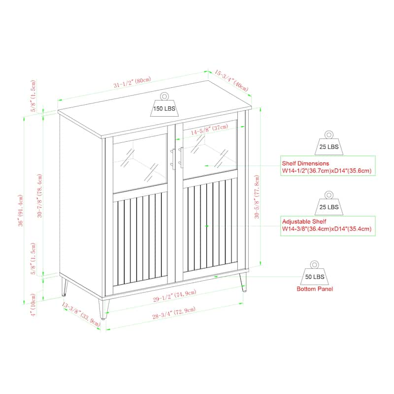 Middlebrook Grooved Glass Door Accent Cabinet