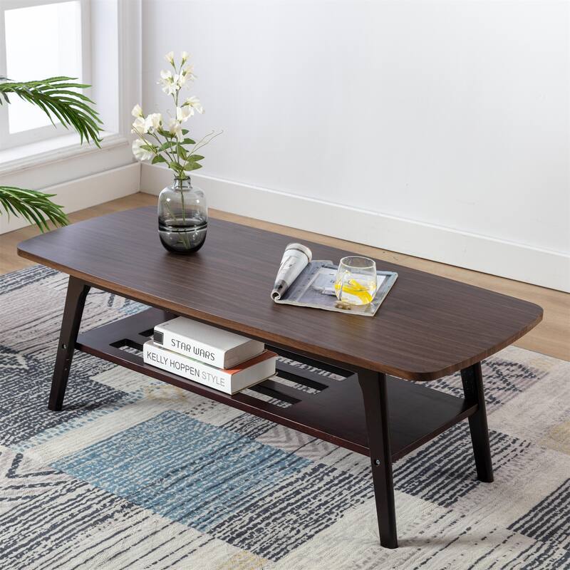 Wooden End Table with Shelf for Living Room