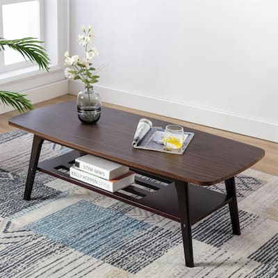 Wooden End Table with Shelf for Living Room