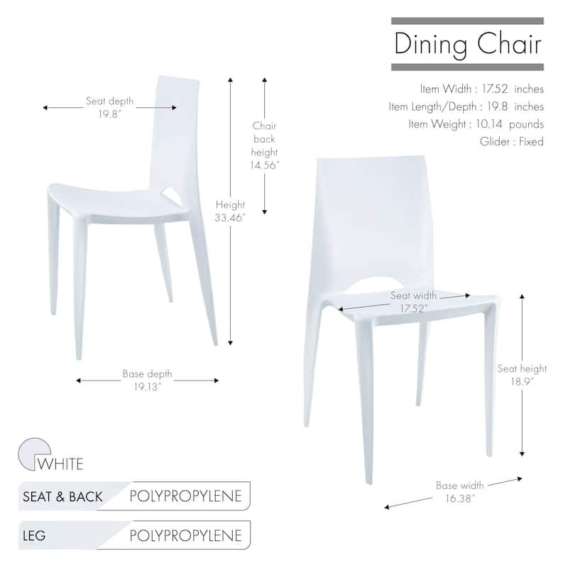 Porthos Home Garin Stackable Dining Chairs Set Of 2, Overall Plastic
