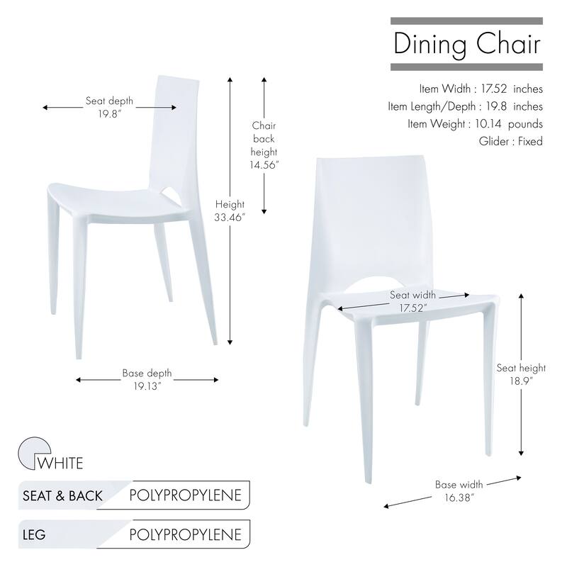 Porthos Home Garin Stackable Dining Chairs Set Of 4, Overall Plastic
