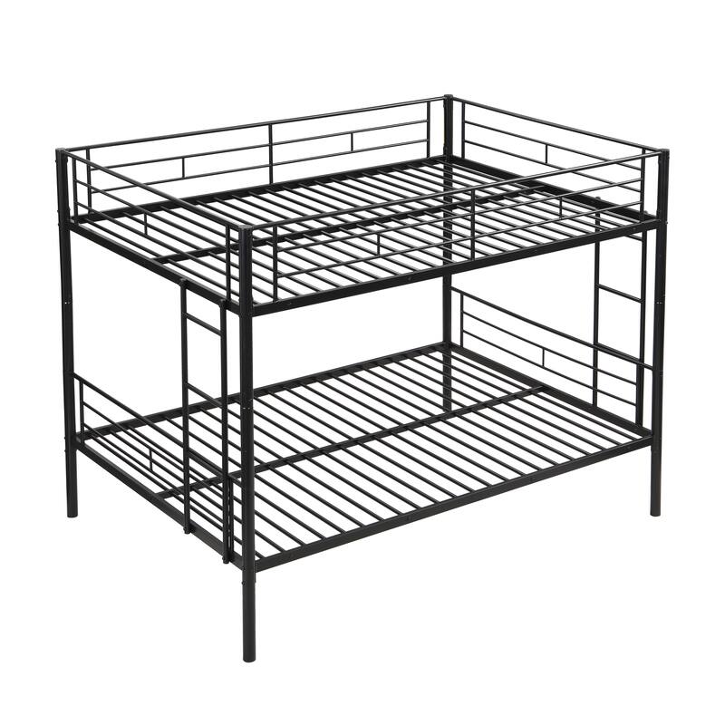 Full Over Full Metal Bunk Bed Heavy Duty Bunk Beds with 2 Side Ladders, Convertible Bedframe