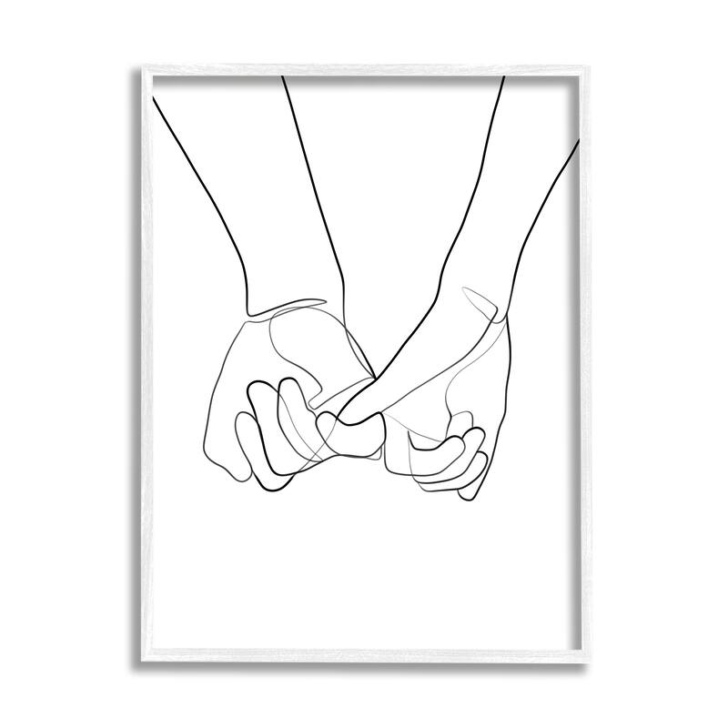 Stupell Fluid Line Abstract Couple Holding Hands Black White Framed Wall Art - 24 x 30 - White