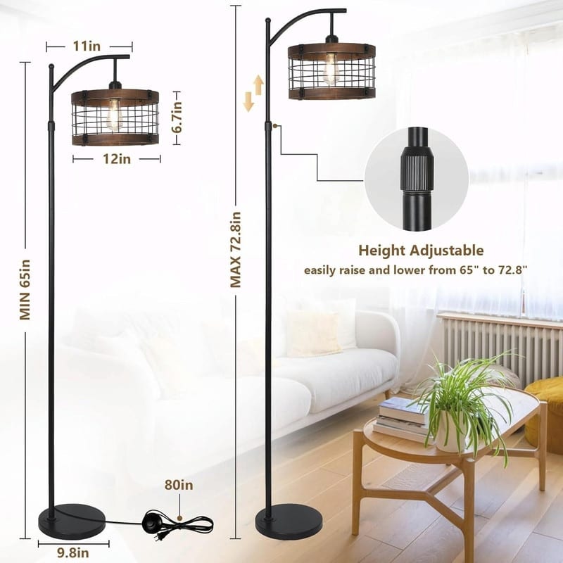 Arc Floor Lamp with Remote Control and Dimmable LED Bulb