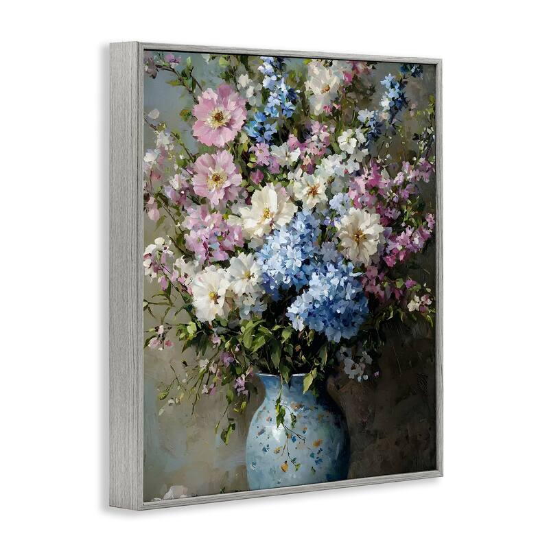 Stupell Traditional Cool Tone Bouquet Framed Giclee Art Design By Franklyn Gregory