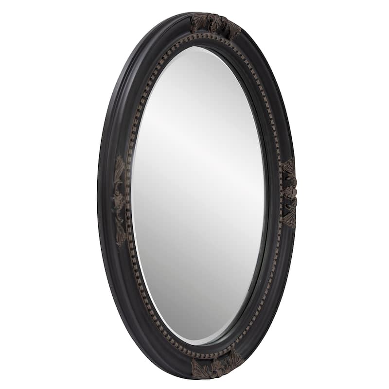 Allan Andrews Black Wood Oval Queen Ann Antique Wall Mirror
