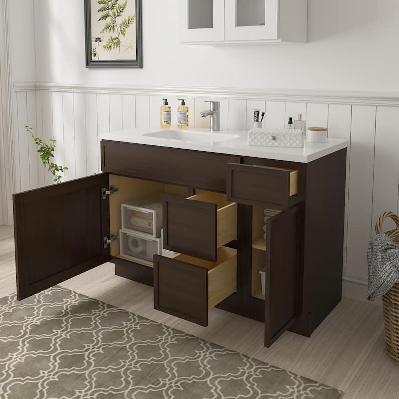 Vanity Art 48" Birch Freestanding Bathroom Vanity Cabinet without Top
