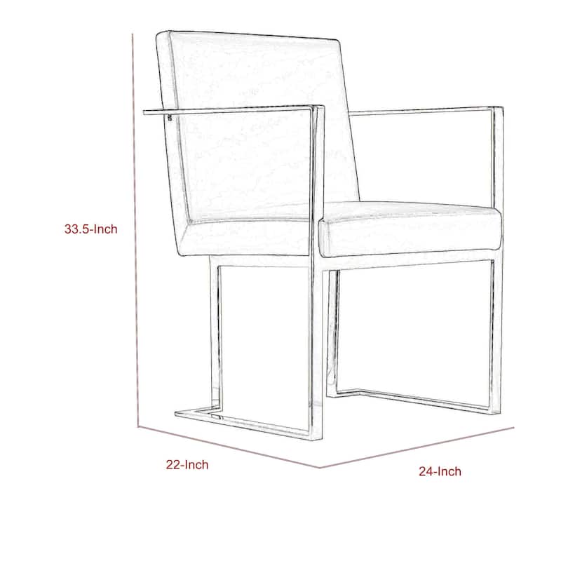 Boly 22 Inch Dining Armchair, Chrome Cantilever Steel, Black Faux Leather