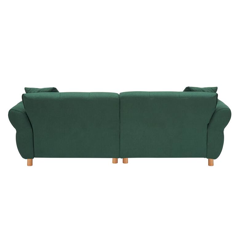 Flared Arms Sofa Square Grid Design Lounge Couch with Pillows