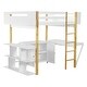preview thumbnail 7 of 31, Full Size Wood Loft Bed With Built-in Storage Cabinet and Foldable desk