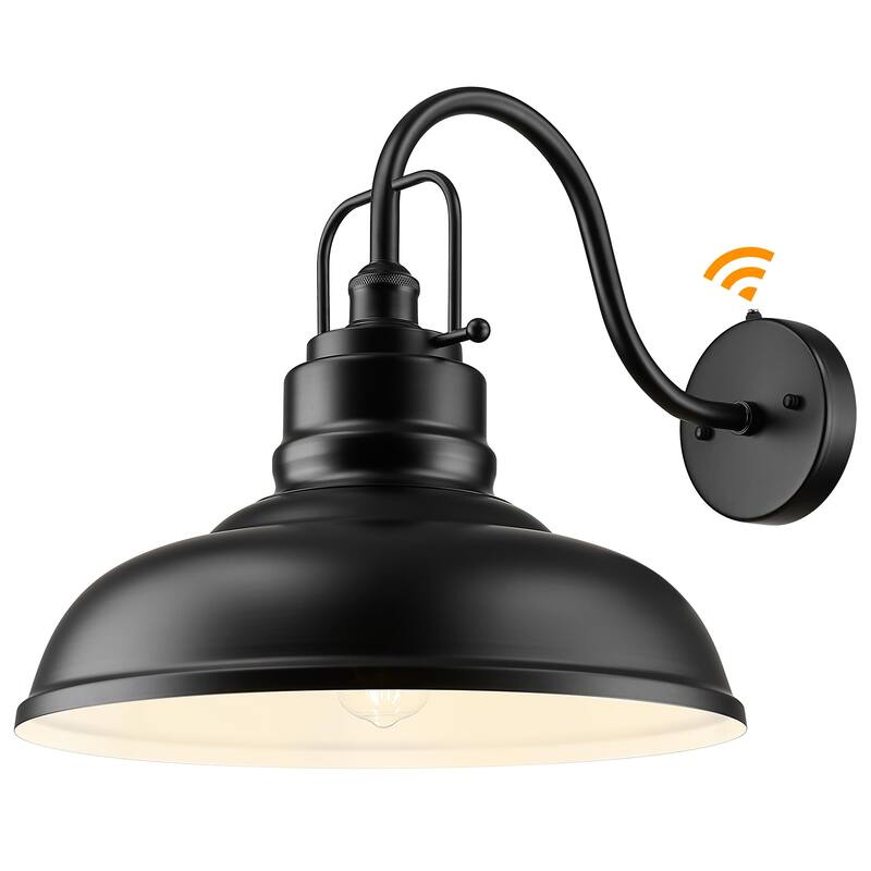 18 Inch Gooseneck Wall Light, Dusk to Dawn Barn Light - Black - 1 Pack