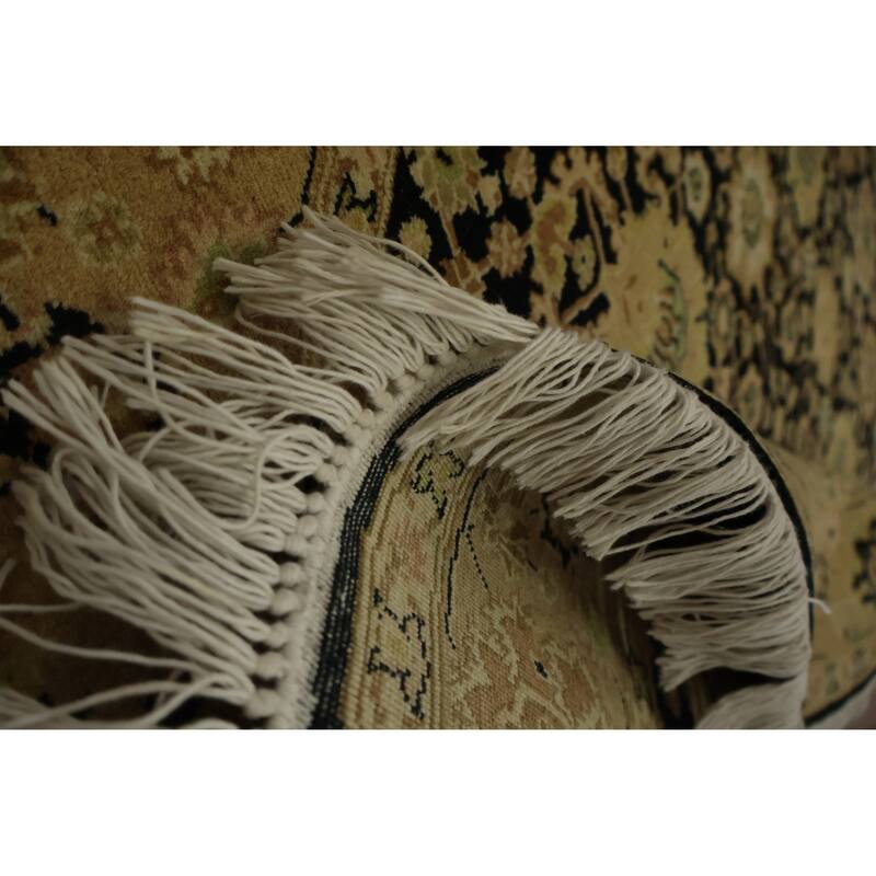 Hand Knotted Oriental 100% Wool Carpet Traditional All-Over Black Ziegler Area Rug - 4' 2'' X 4' 2''