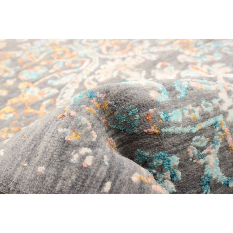 ECARPETGALLERY Hand-knotted Heritage Grey Silk, Wool Rug - 2' 7" x 8'