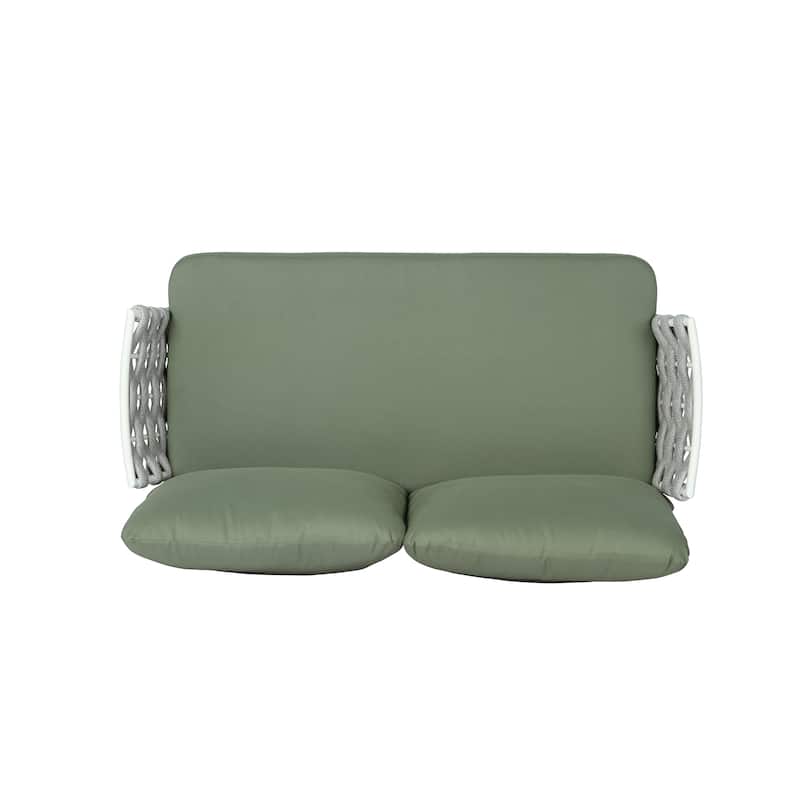 Christopher Knight Home - Cadence Rope and Steel Patio Loveseat and Table Set