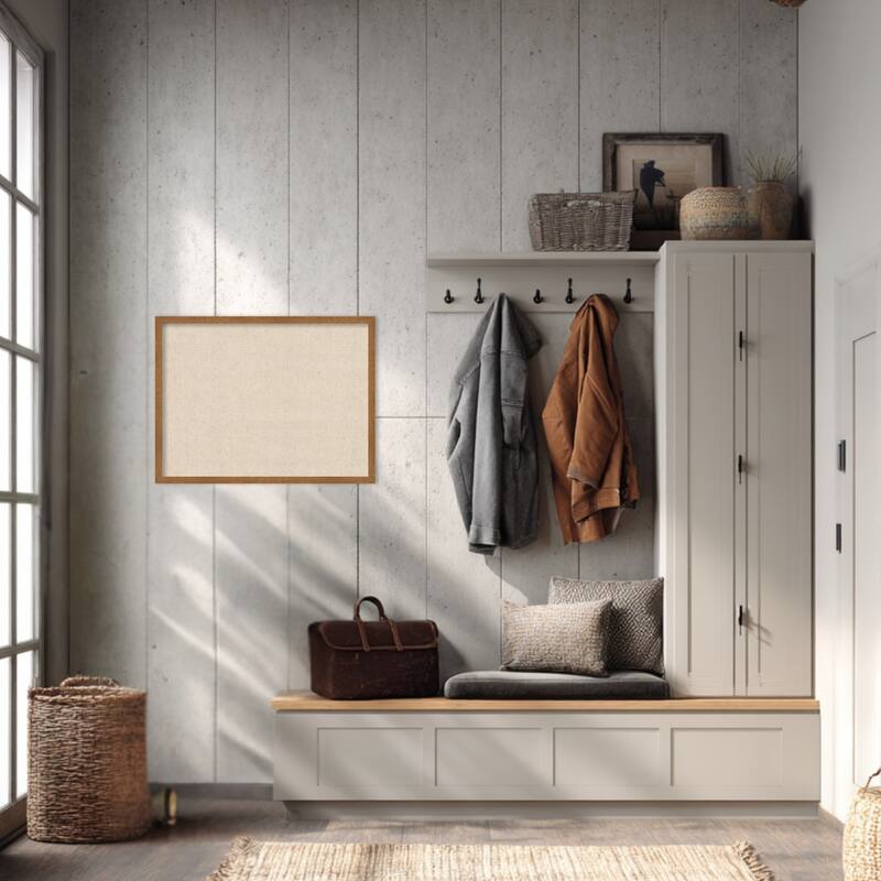 Amanti Art Framed Fabric Pinboard Natural Linen Printed Bulletin Board