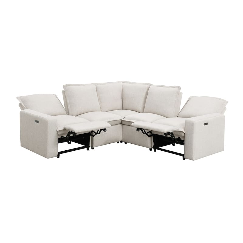 89.76" L-Shaped 5-Seater Sofa with Power Recliner